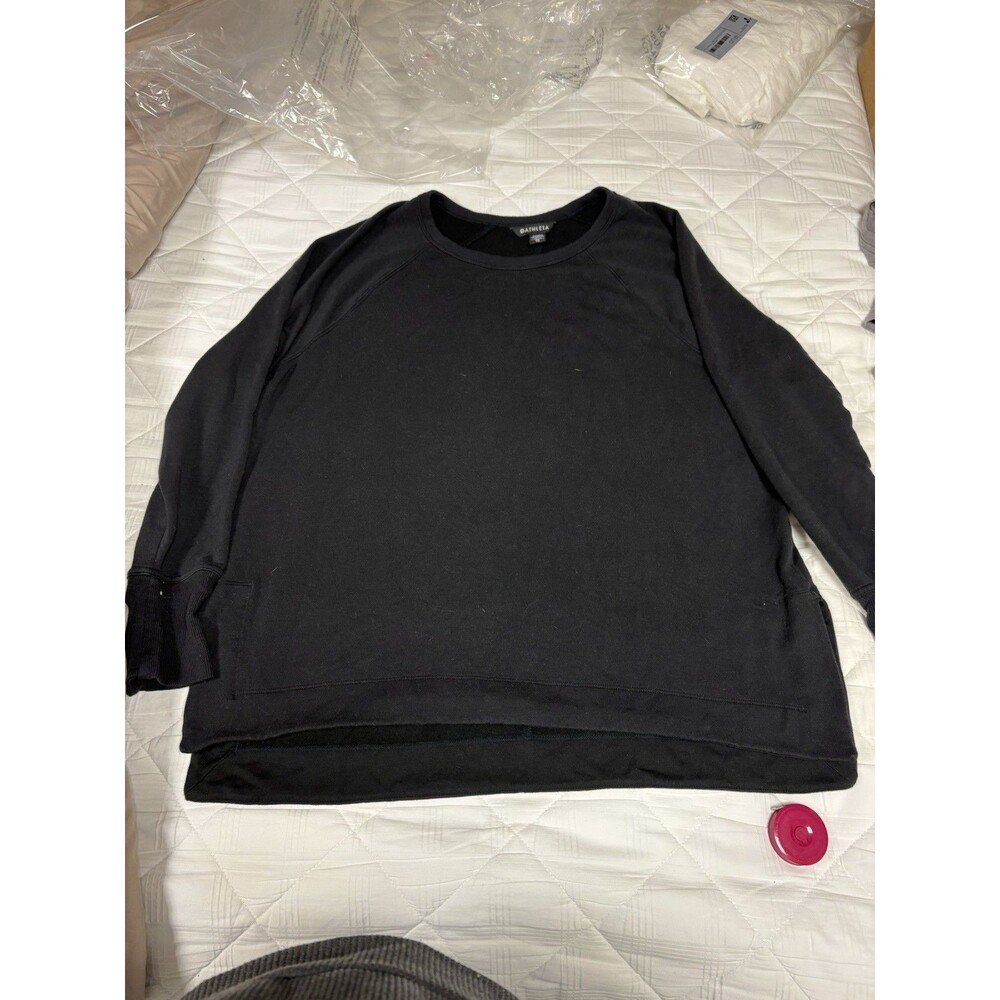Athleta Women’s XL Black Oversized Crewneck Sweatshirt Tunic Pullover High Low